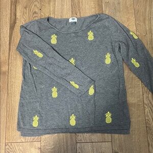 Old Navy Gray Sweater with Yellow Pineapples